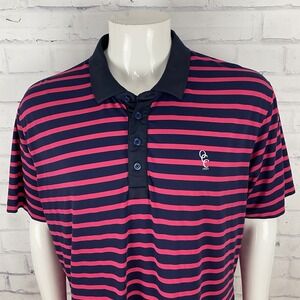 G/Fore Shirt Men's XL Polo Golf Short Sleeve Pink Striped Golfing Oceanside Club